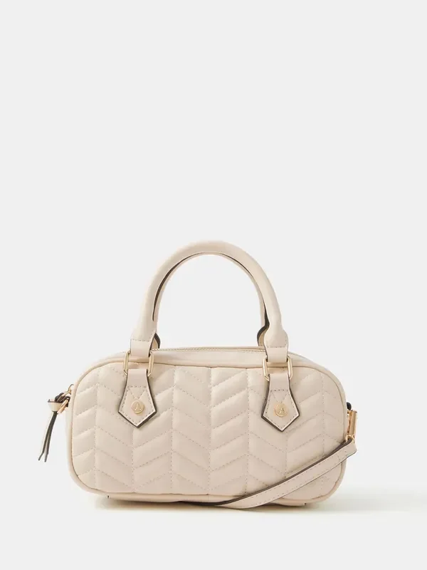 Accessorize Cream Chevron Quilted Cross-Body Handbag