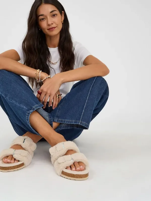 Accessorize Cream Fluffy Buckle Slippers