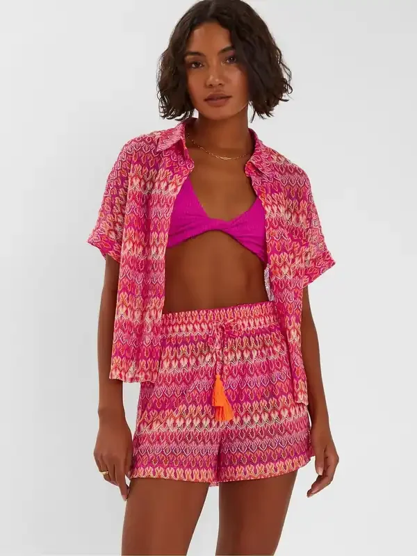 Accessorize Dark Pink Crochet Shorts
