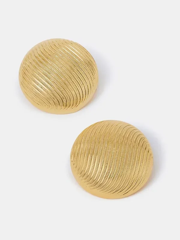 Accessorize Gold Plated 14ct Ridge Button Stud Earrings