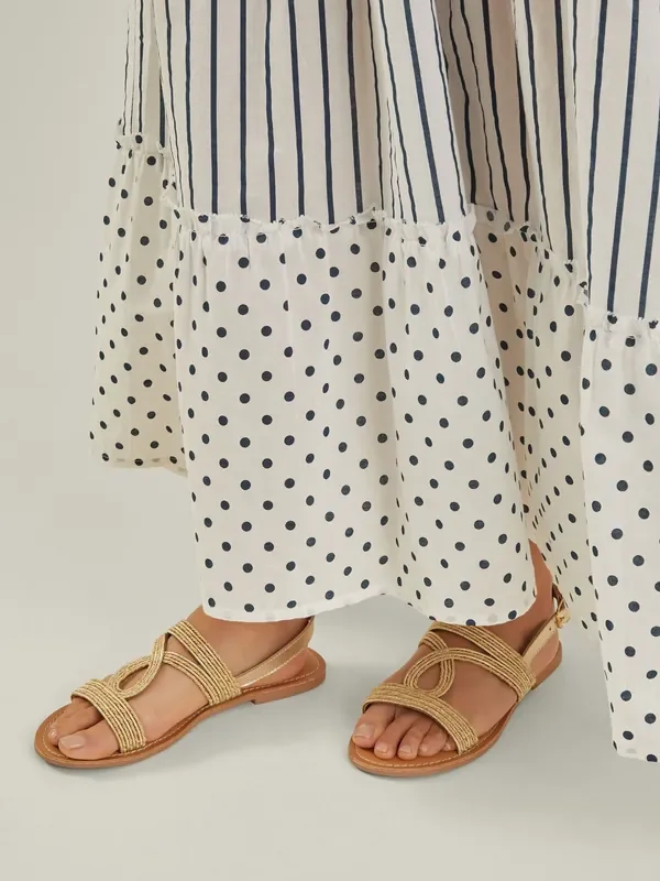 Accessorize Gold Raffia Loop Strappy Sandals