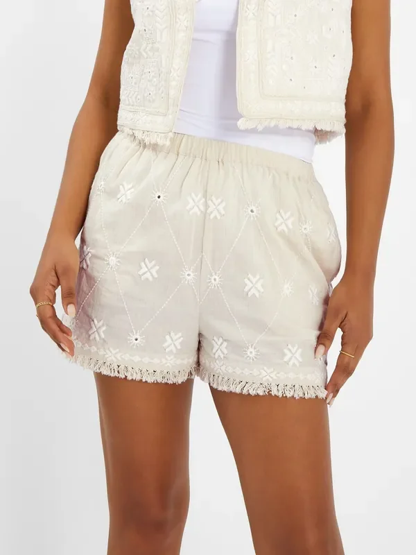 Accessorize Light Natural Mirror Embroidered Top