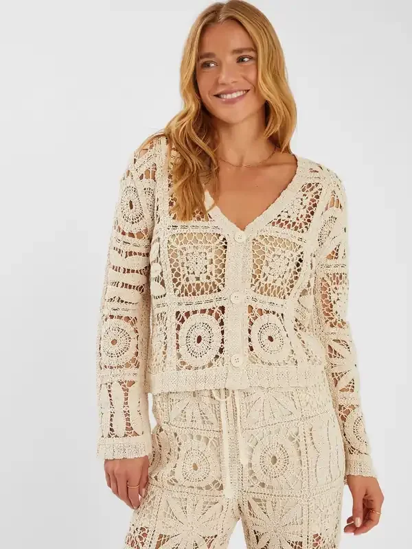 Accessorize Natural Crochet Cardigan