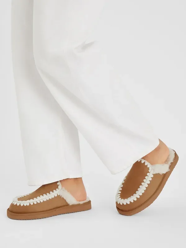 Accessorize Natural Whipstitch Suedette Mules