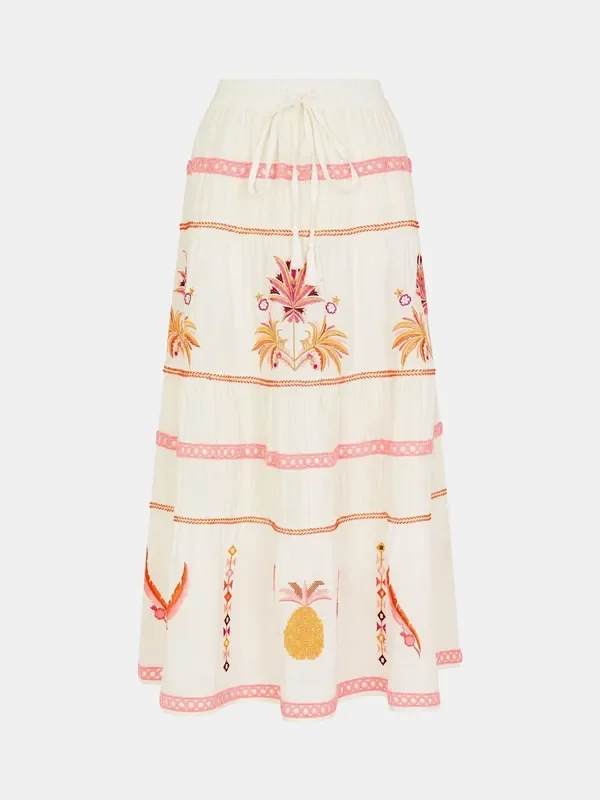 Accessorize Off White Mirror & Palm Embroidered Waistcoat