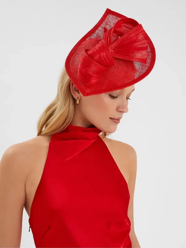 Accessorize Red Teardrop Bow Fascinator Hat