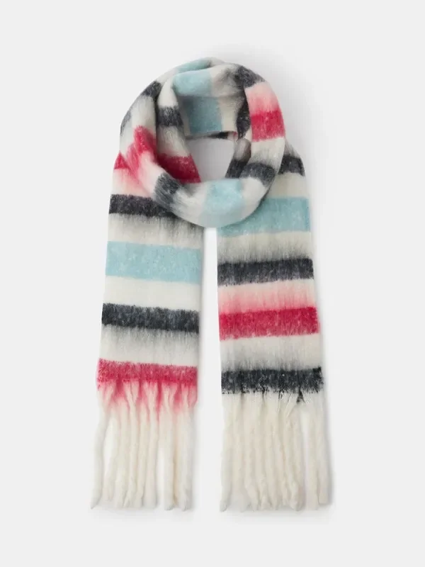 Accessorize White Super Soft Stripe Scarf