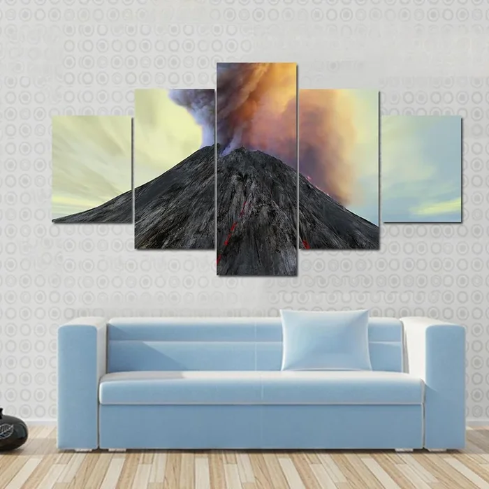 Active Volcano Belching Smoke Canvas Wall Art