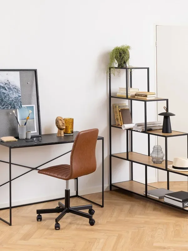Actona Black Oak Seaford Bookcase with 4 Shelves