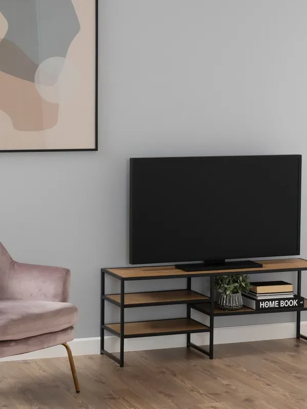 Actona Black Oak Seaford Metal Open TV Unit