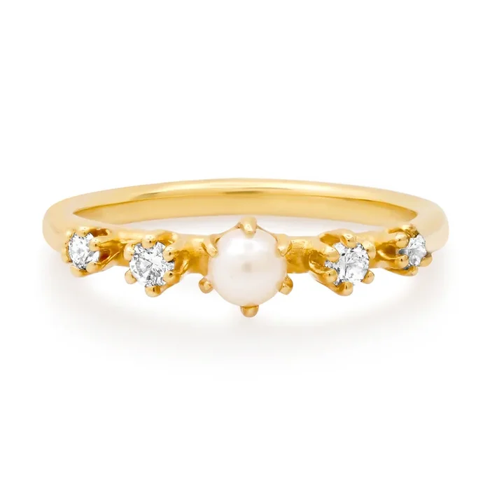 Adeline Pearl and Diamond Ring