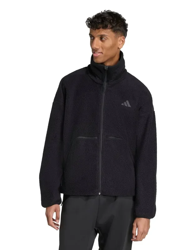 adidas Black City Tech High Pile Fleece Full-Zip Jacket