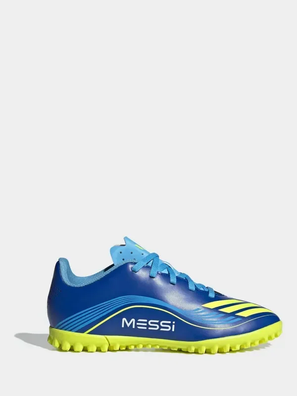 adidas Blue/Yellow Kids F50 Messi Club Turf Boots