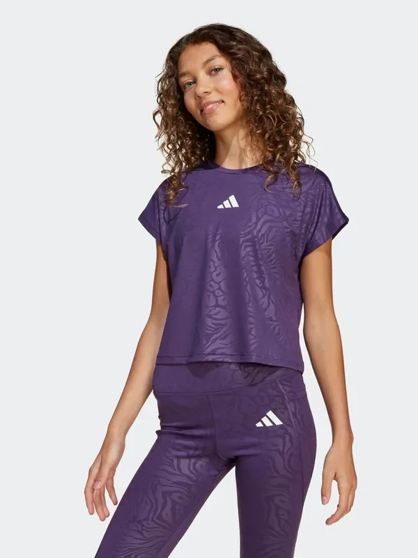 adidas Purple All Sports Animal Print Crop Kids T-Shirt