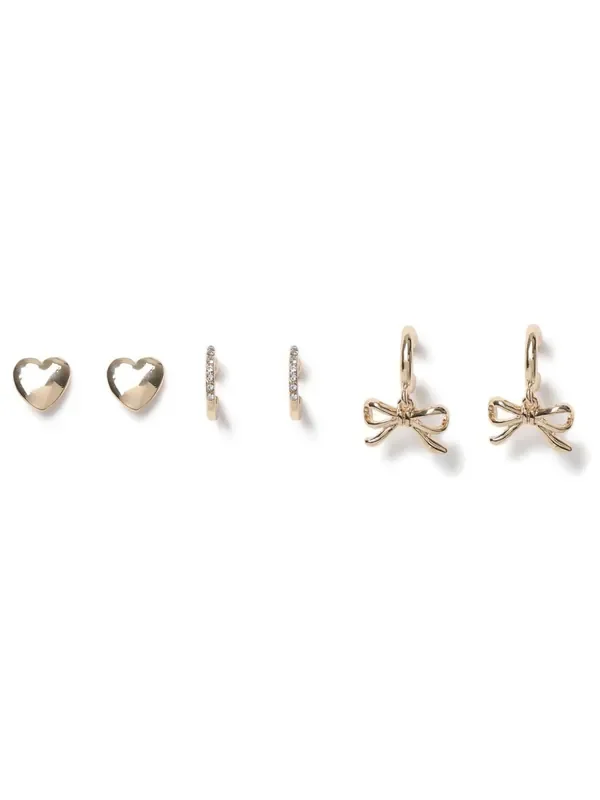 Aela Gold Tone Bow Multipack Earrings