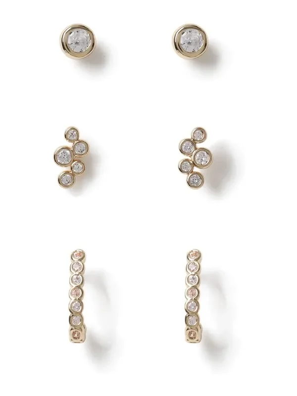 Aela Gold Tone Diamond Simulant Earrings Multipack