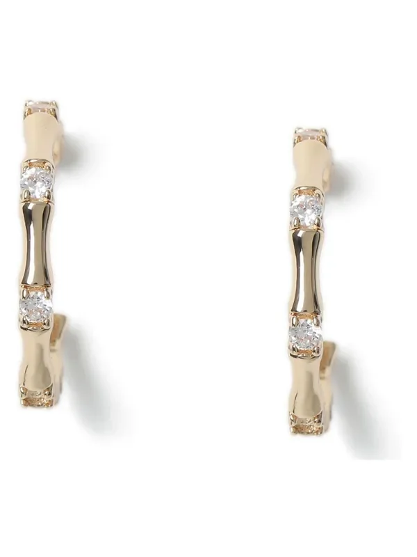 Aela Gold Tone Diamond Simulant Hoop Earrings