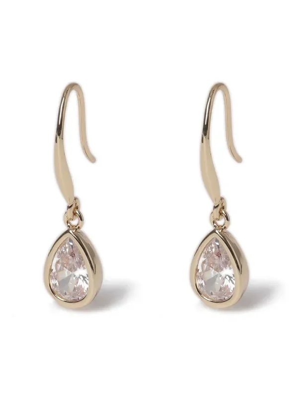 Aela Gold Tone Diamond Simulant Teardrop Earrings