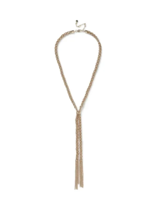 Aela Gold Tone Plait Twist Lariat Necklace