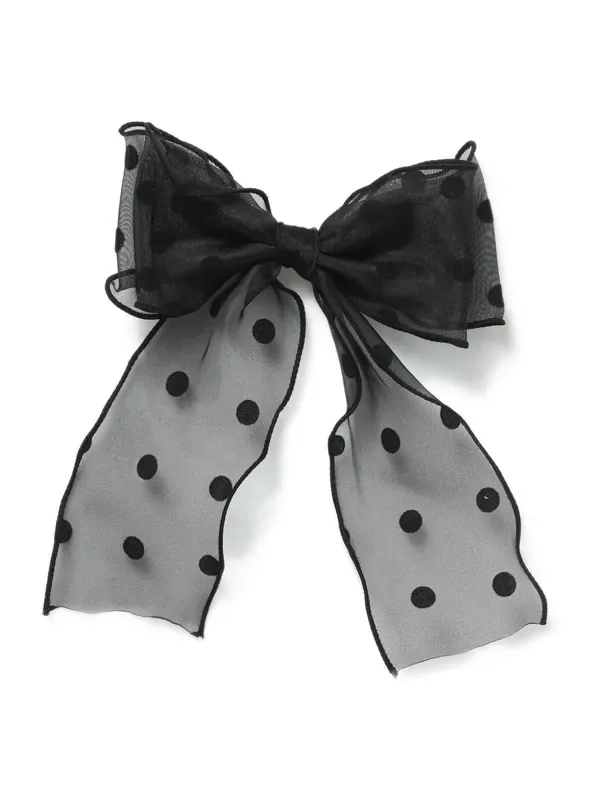 Aela Organza Black Polka Dot Hair Bow