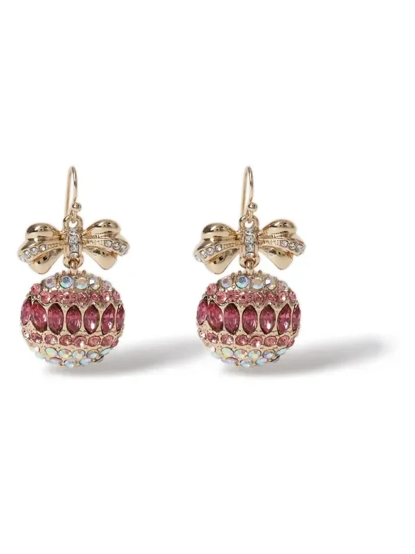 Aela Pink Christmas Bauble Drop Earrings