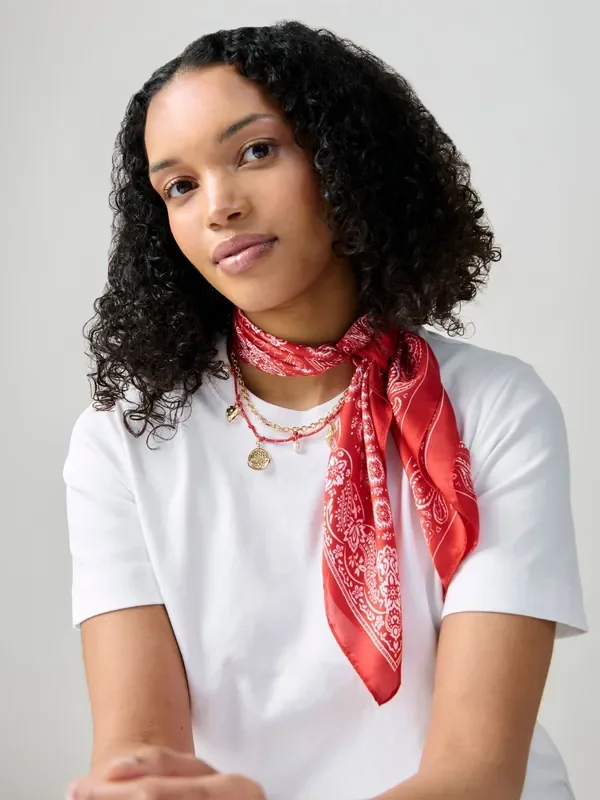 Aela Red Paisley Bandana Scarf