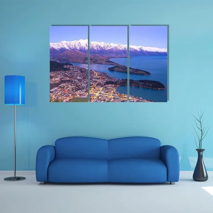 Aerial View of Queenstown Lake Canvas Wall Art