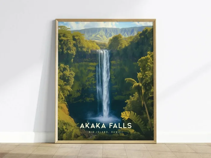 Akaka Falls Big Island Hawaii Poster | Tropical Hawaiian Wall Art | Framed or Unframed
