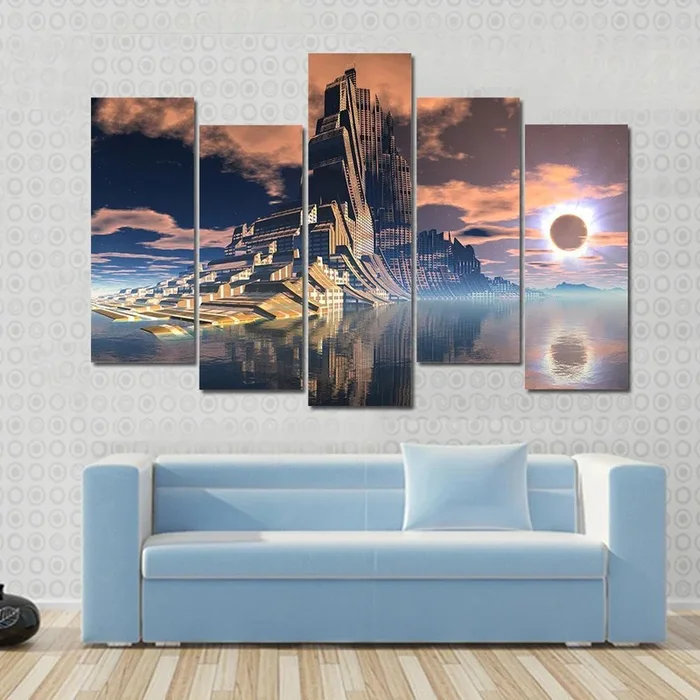 Alien City Canvas Wall Art