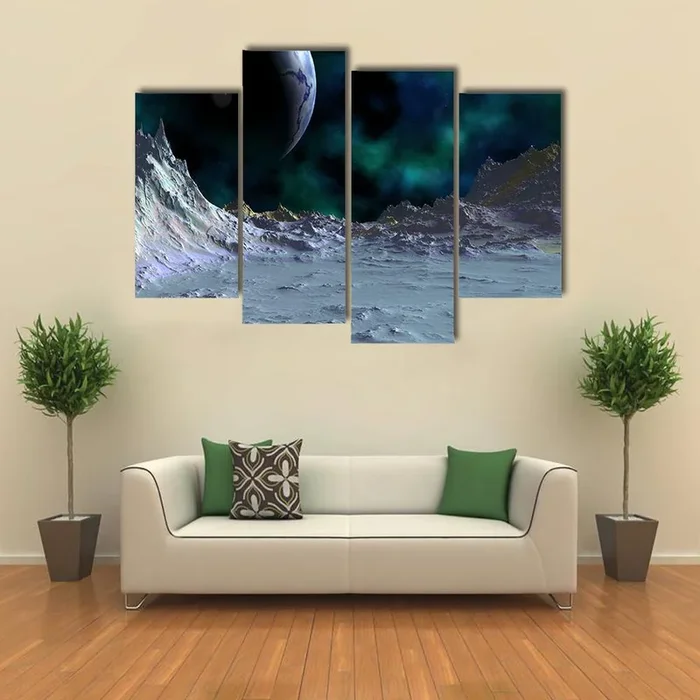 Alien Planet and Glowing Nebula Canvas Wall Art