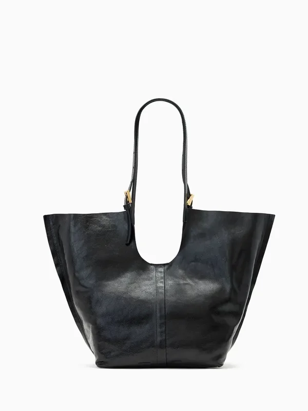 AllSaints Black Ara Shine Tote