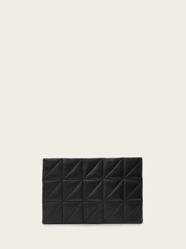 AllSaints Black Bettina Quilt Clutch