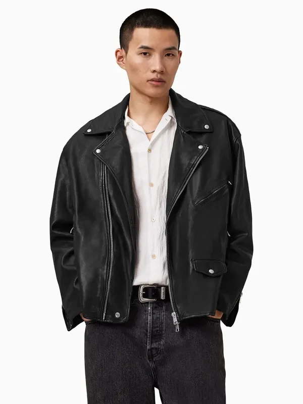 AllSaints Black Bradford Biker Jacket