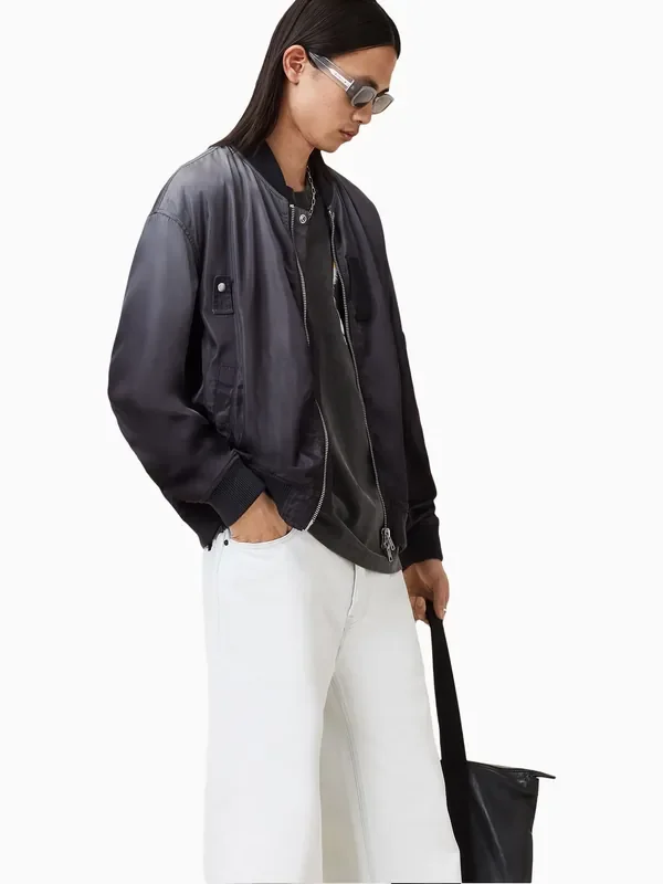 AllSaints Black Cascade Bomber Jacket