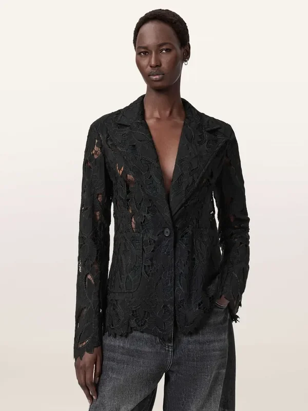 AllSaints Black Charli Emb Jacket