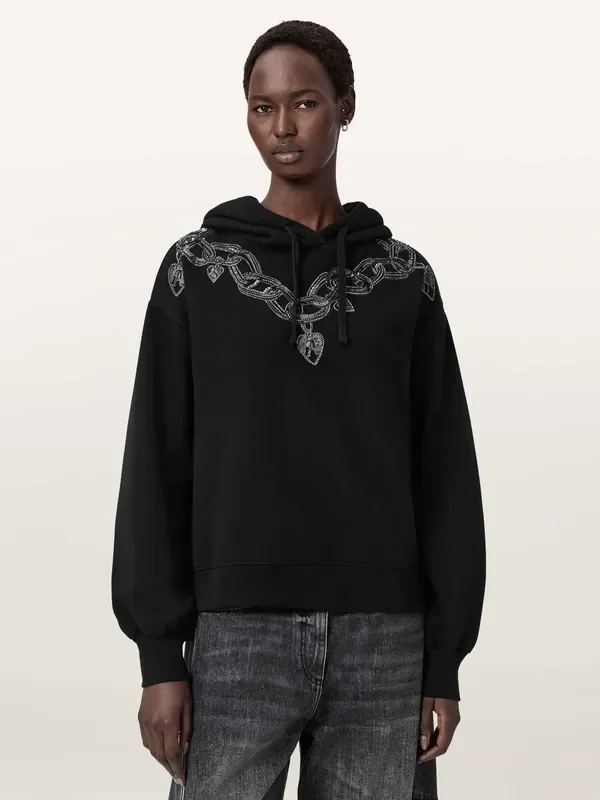 AllSaints Black Drip Talon Hoodie