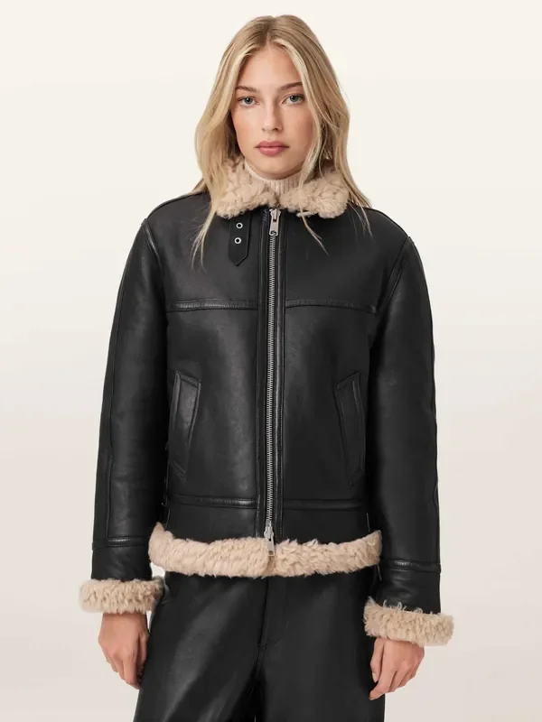 AllSaints Black Lorel Flying Jacket