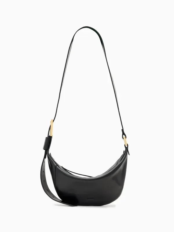 AllSaints Black Luna Leather Cross-Body Bag