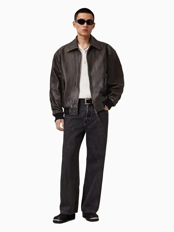 AllSaints Black Oversized Marco Bomber Jacket