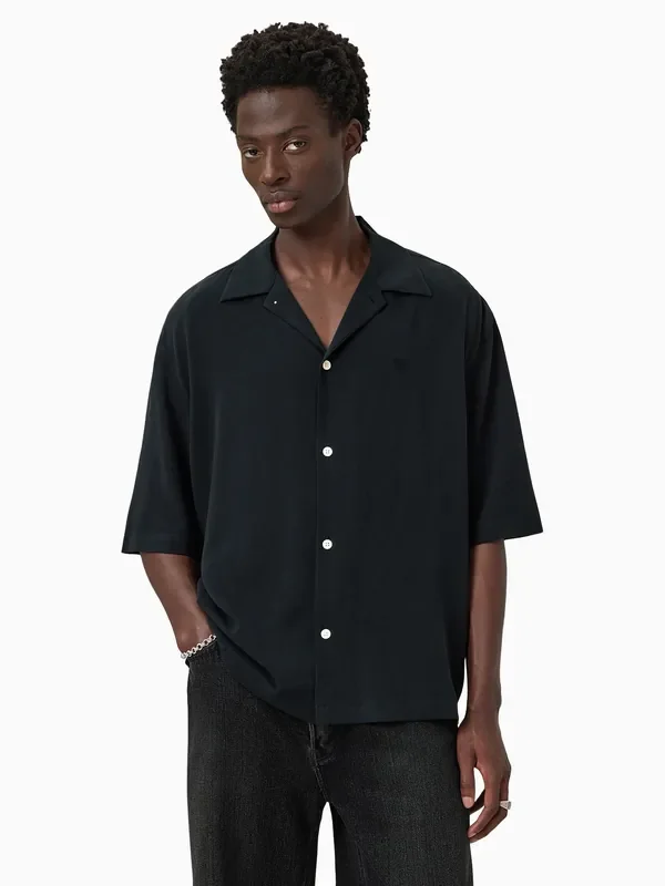 AllSaints Black Rialto Short Sleeve Shirt