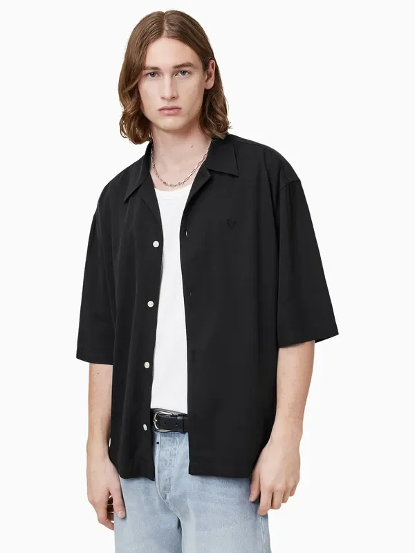 AllSaints Black Rialto Short Sleeve Shirt