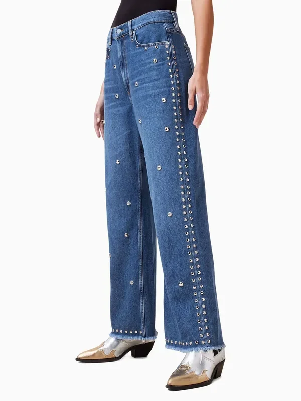 AllSaints Blue Blake Stud 100% Cotton Jeans