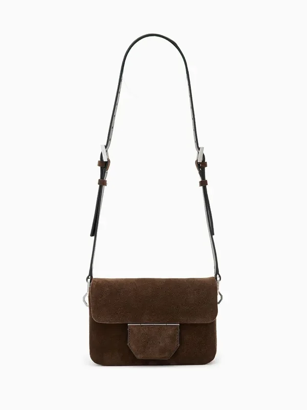 AllSaints Brown Jupiter Suede Xbody Bag