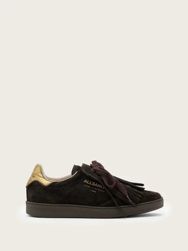 AllSaints Brown Thelma Fringe Leather Trainers