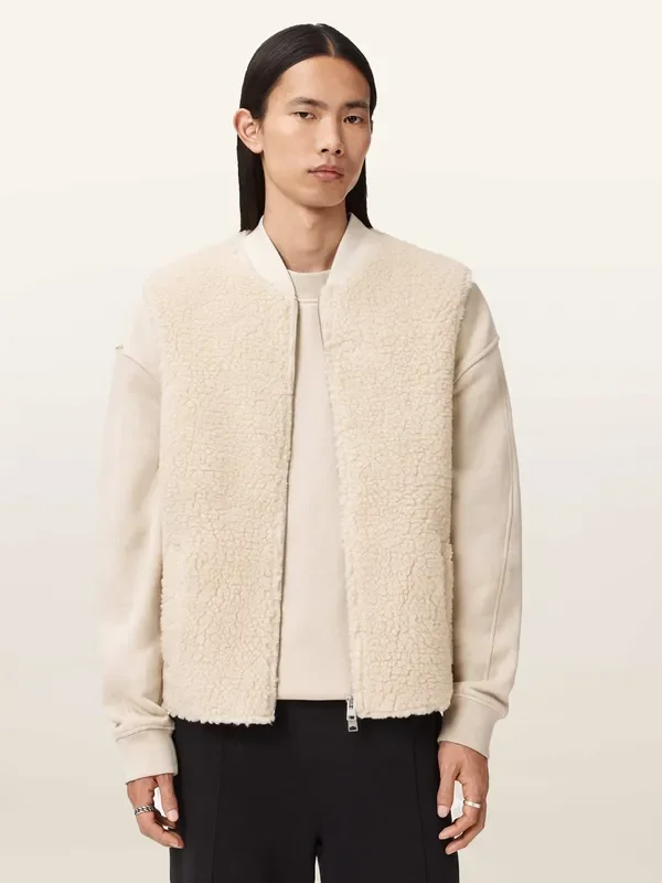 AllSaints Cream Black Gilet