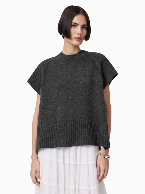 AllSaints Grey Anthe Short Sleeved Jumper