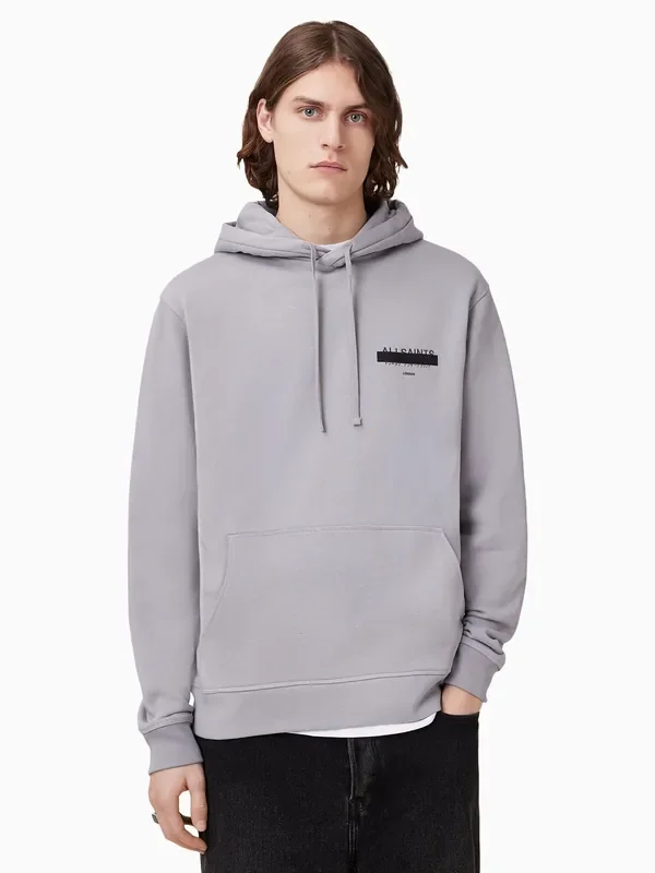 AllSaints Grey Redact Black Pullover Hoody