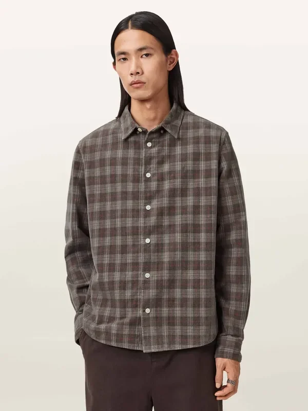 AllSaints Grey Torin Long Sleeve Shirt