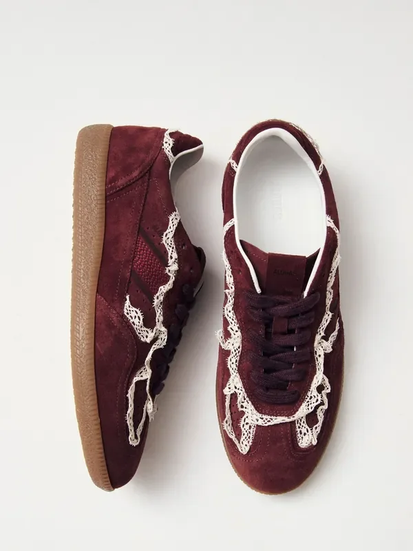 Alohas Burgundy Red Crochet Leather Trainers