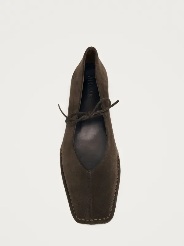 Alohas Coffee Sway Suede Square Toe Ballet Flats